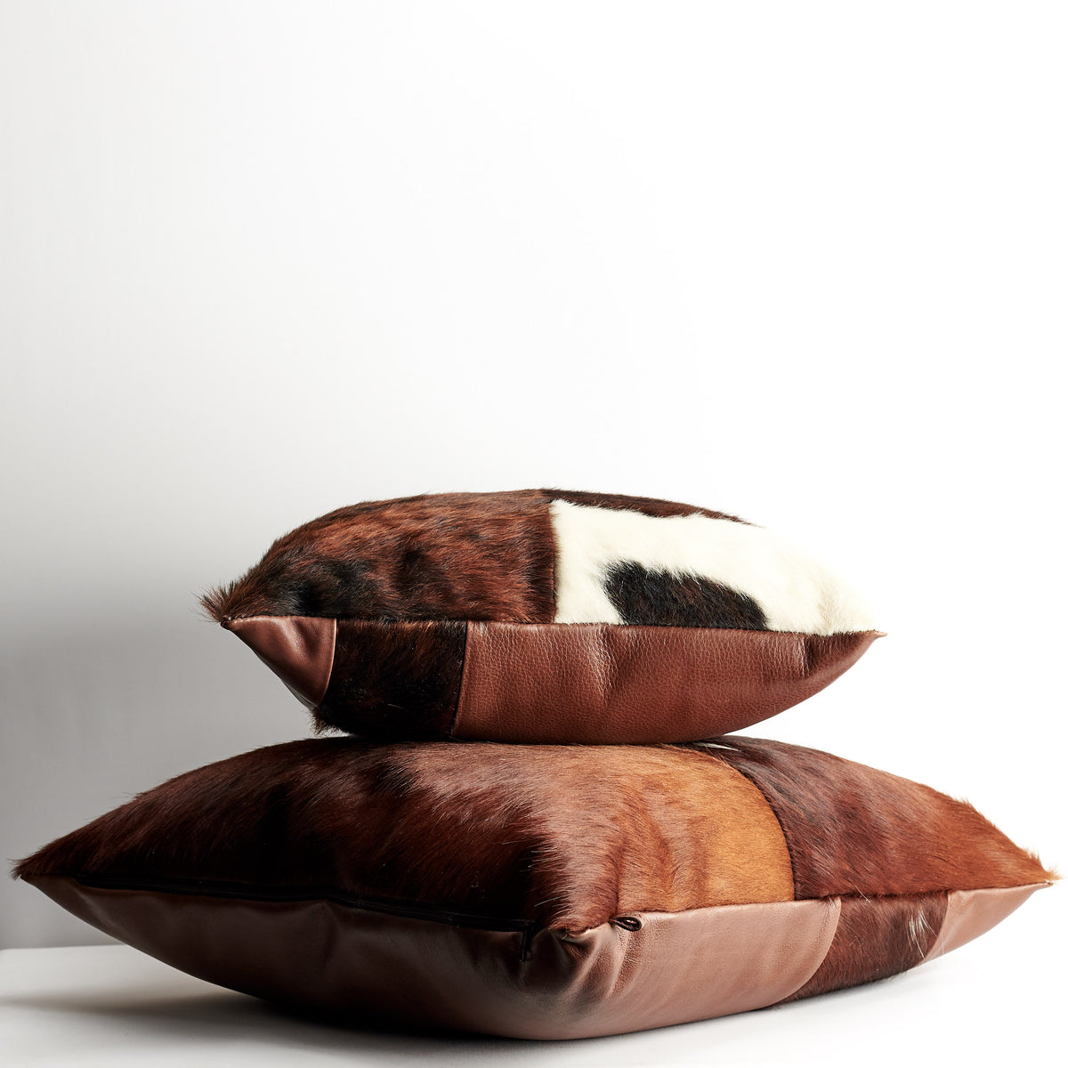 Different sizes. Brown Dual Leather Cowhide Cushion. Couch decoration, lounge, bench, sofa cushion covers, custom size, pillow. 