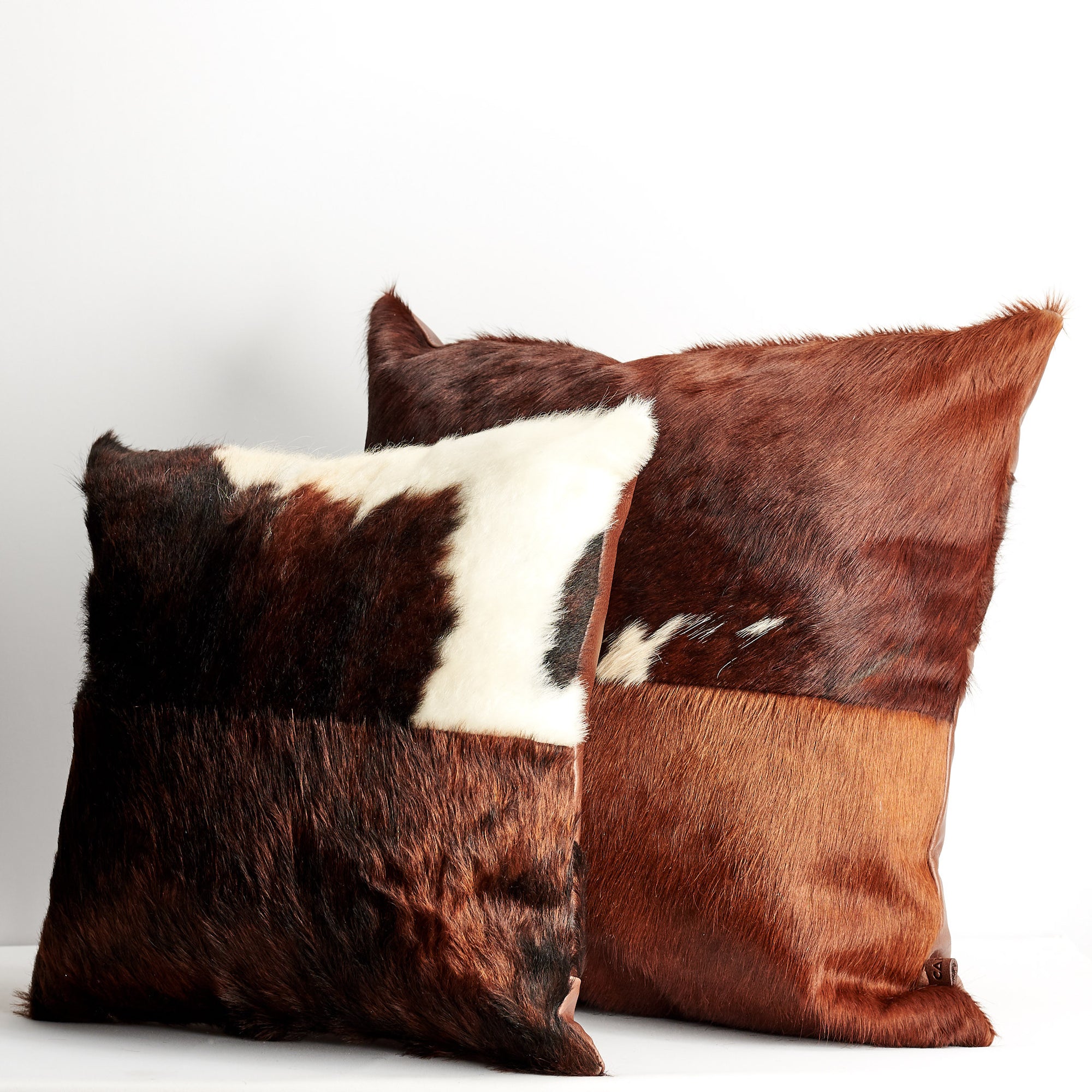 Big small cushion. Brown Dual Leather Cowhide Cushion. Couch decoration, lounge, bench, sofa cushion covers, custom size, pillow. 