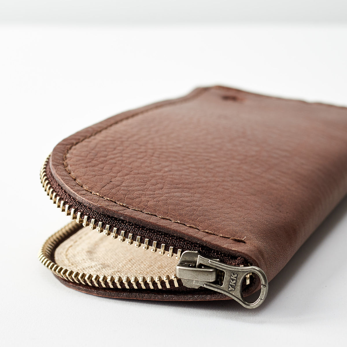 Linen interior detail. Gifts for men. Brown leather Glasses case, sunglasses case, hand stitched leather sleeve for reading glasses