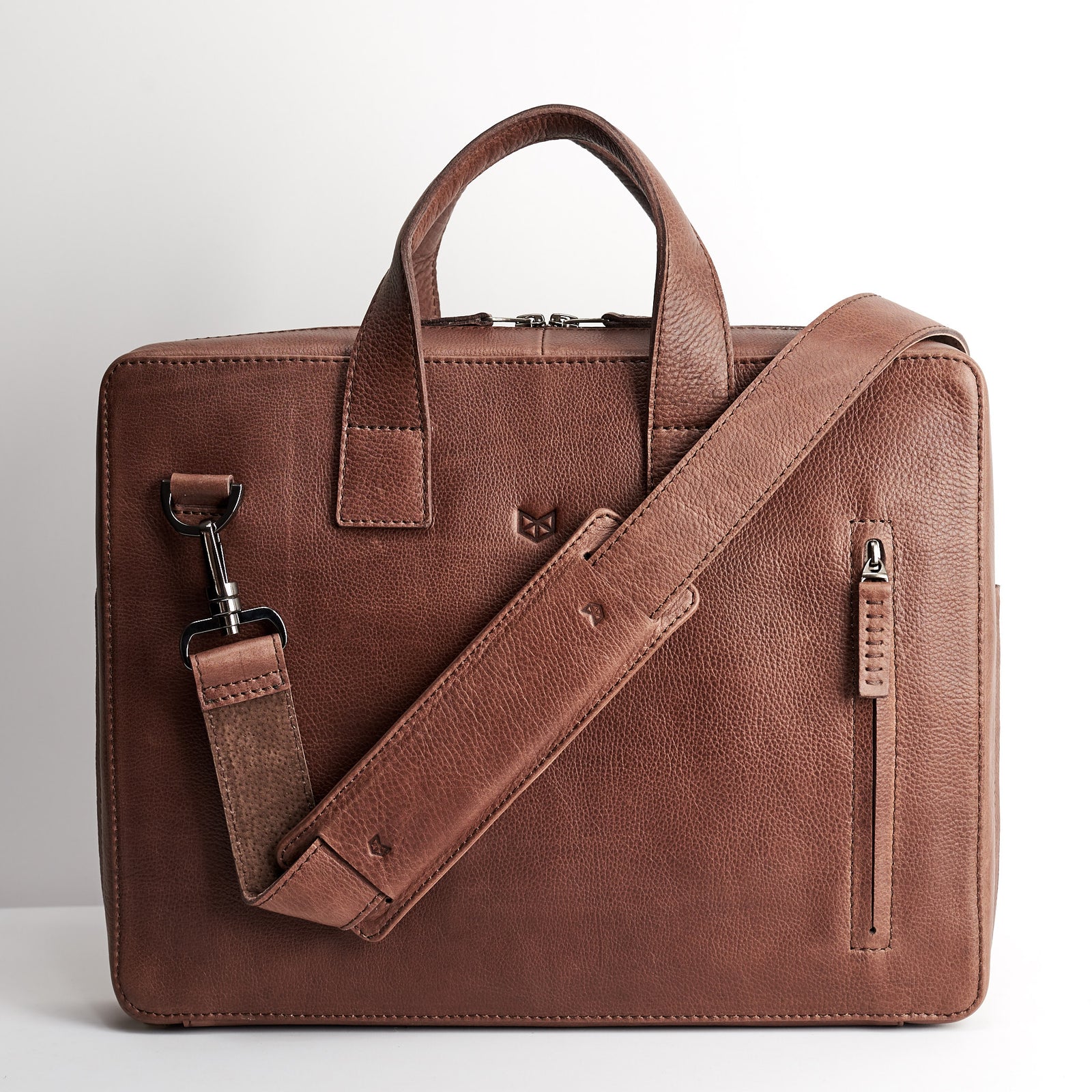 Extra padded shoulder strap. Brown leather briefcase, Macbook Pro 13inch 15inch inside pocket