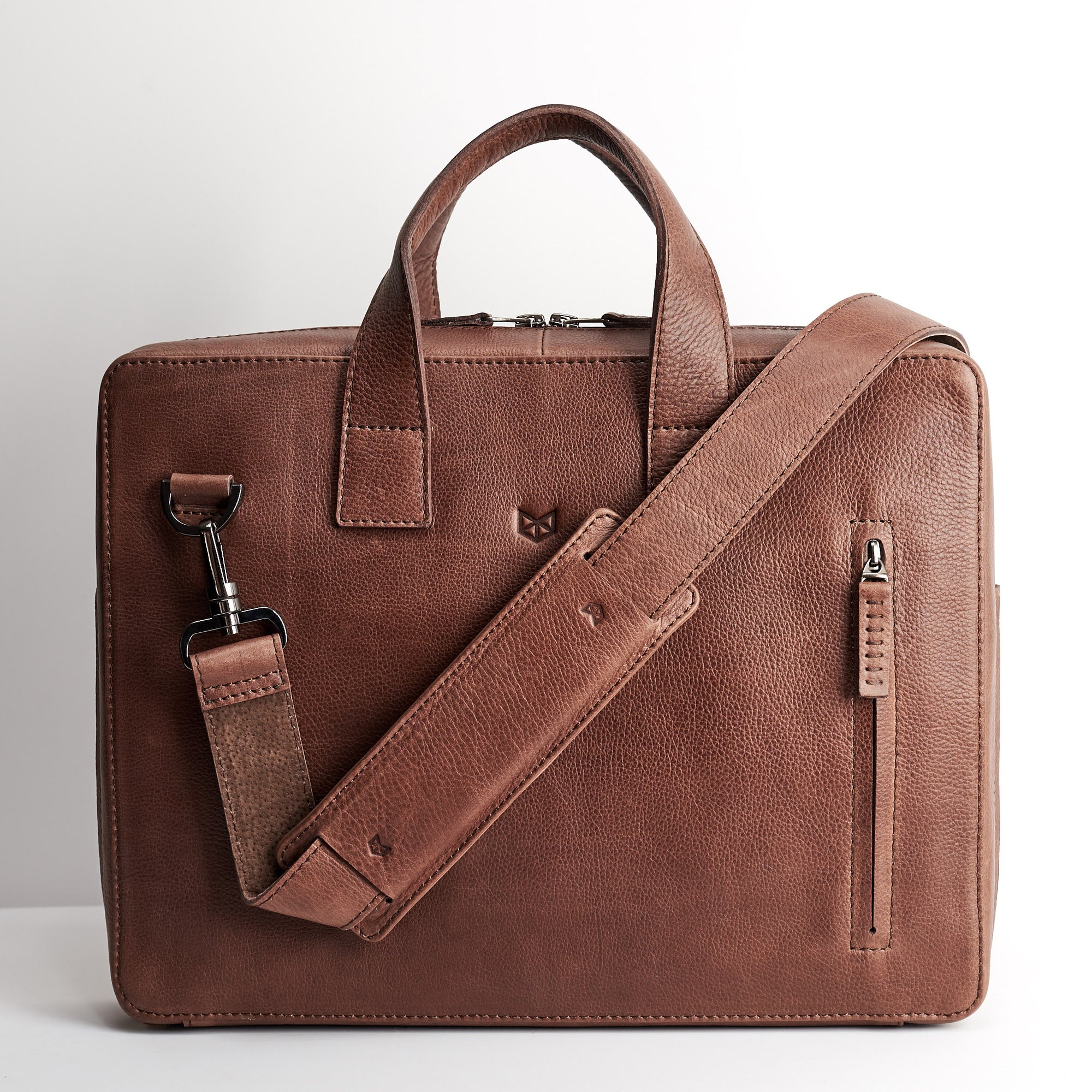 Extra padded shoulder strap. Brown leather briefcase, Macbook Pro 13inch 15inch inside pocket