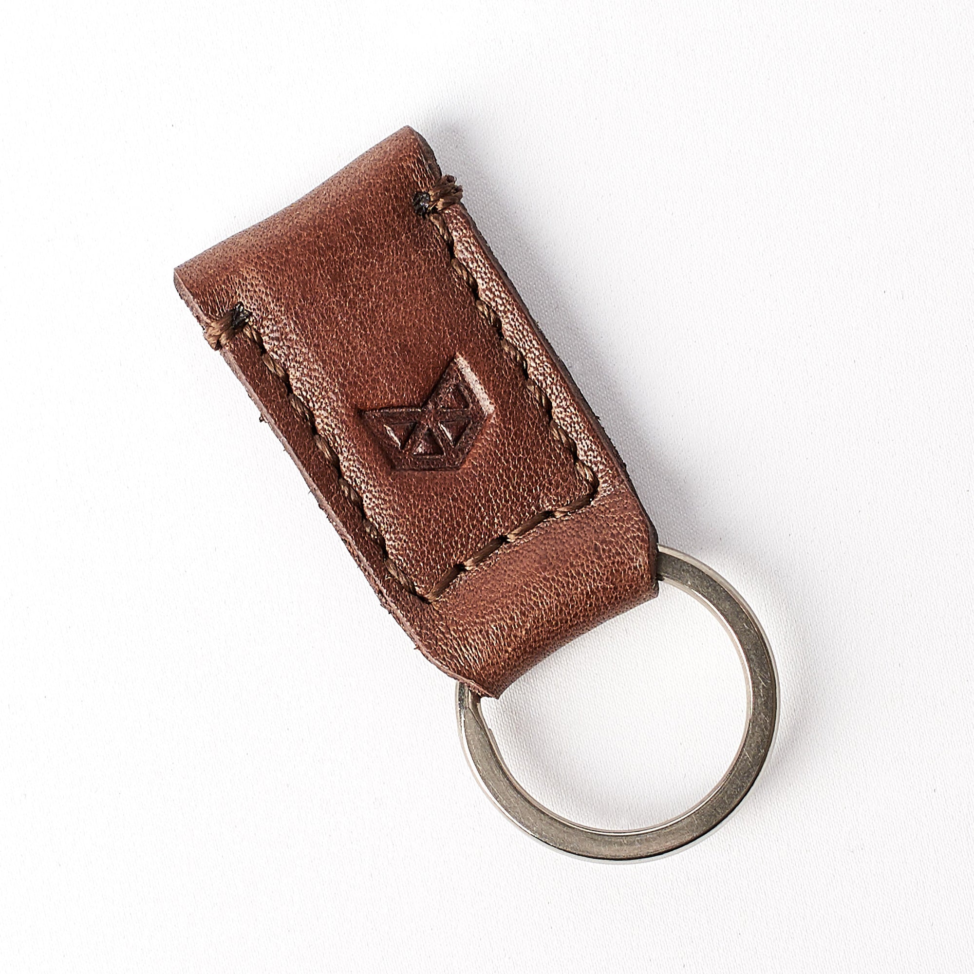Small brown leather magnetic keychain for mens gifts