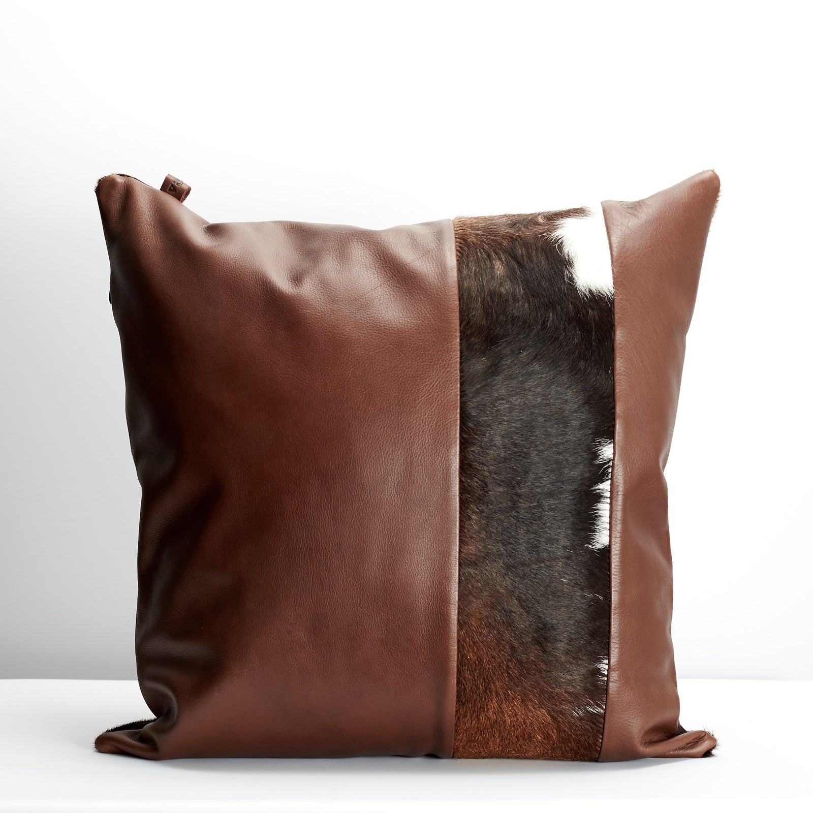 Brown Dual Leather Cowhide Cushion. Couch decoration, lounge, bench, sofa cushion covers, custom size, pillow. 