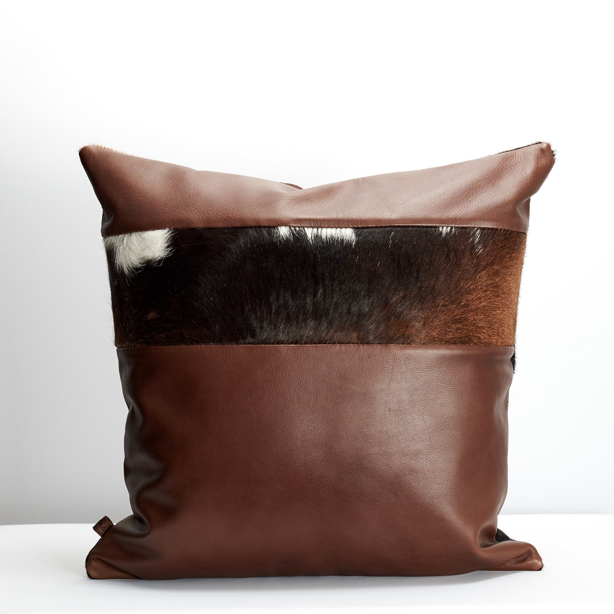 Brown Dual Leather Cowhide Cushion. Couch decoration, lounge, bench, sofa cushion covers, custom size, pillow. 