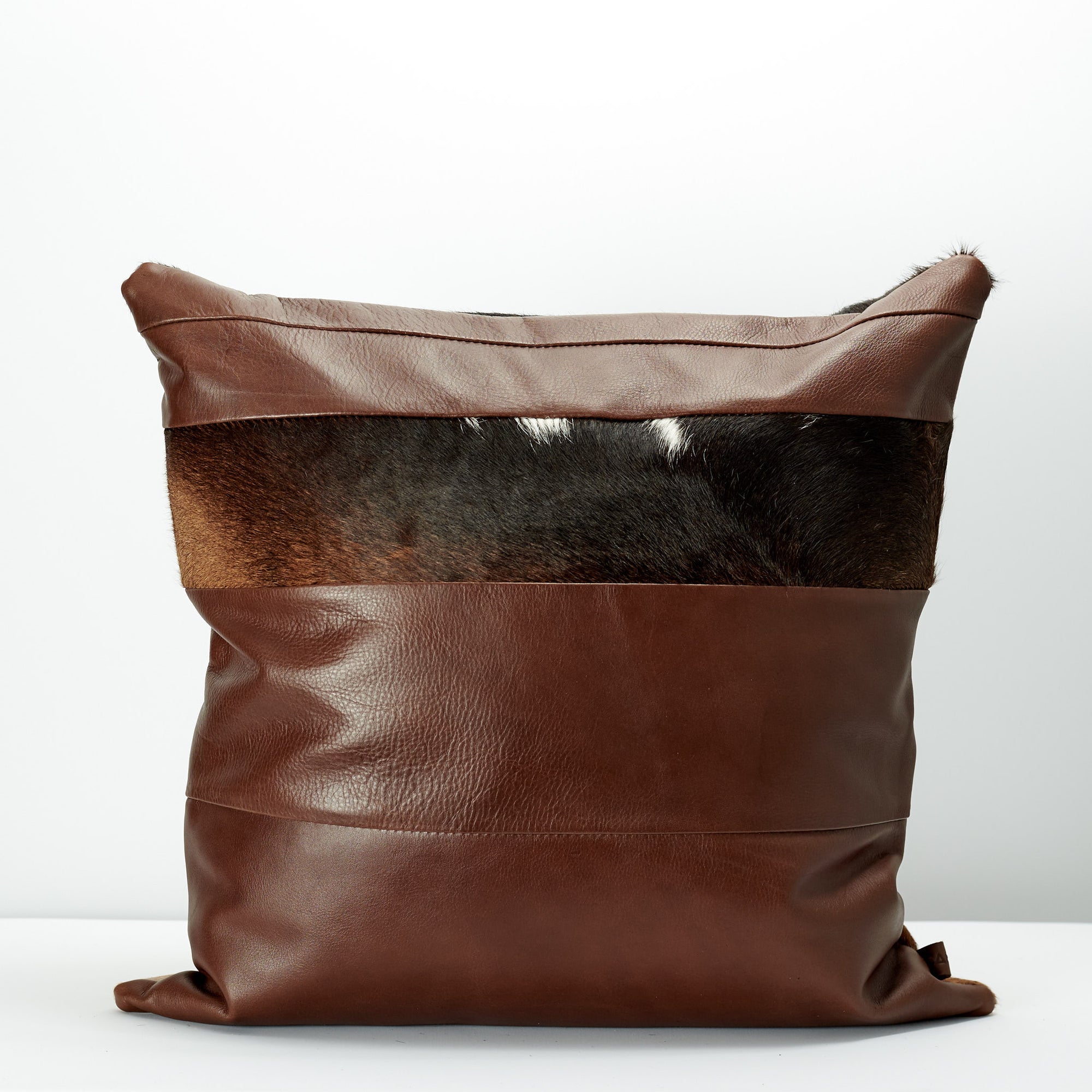 Back pattern. Brown Dual Leather Cowhide Cushion. Couch decoration, lounge, bench, sofa cushion covers, custom size, pillow. 