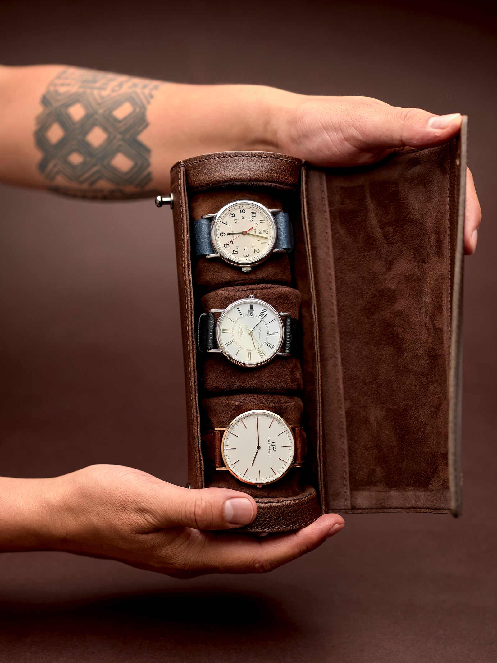 Buy Black PU Leather Watch Case - Men Women Round Travel Watch Organizer  Box , Single Box (Zipper) Online at desertcartINDIA