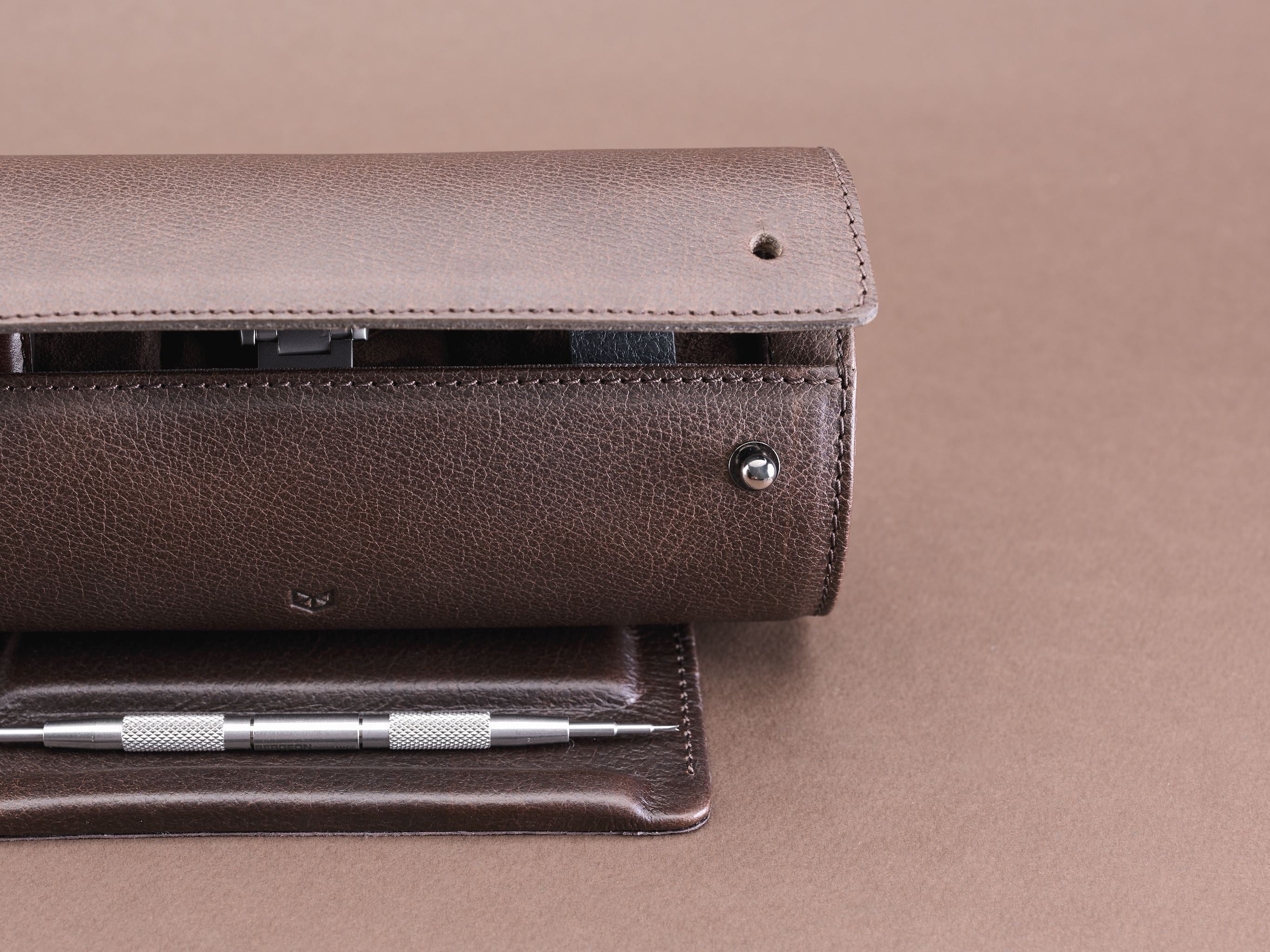 Travel Watch Case · Dark Brown by Capra Leather