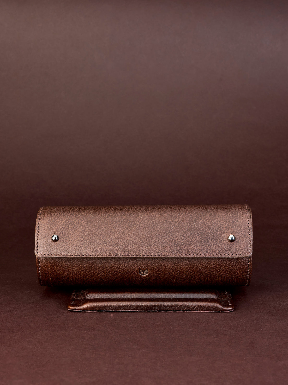 Wolf watch roll dark brown