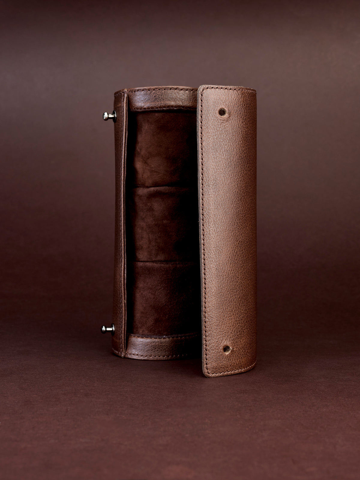 Mens watch storage box dark brown by Capra Leather