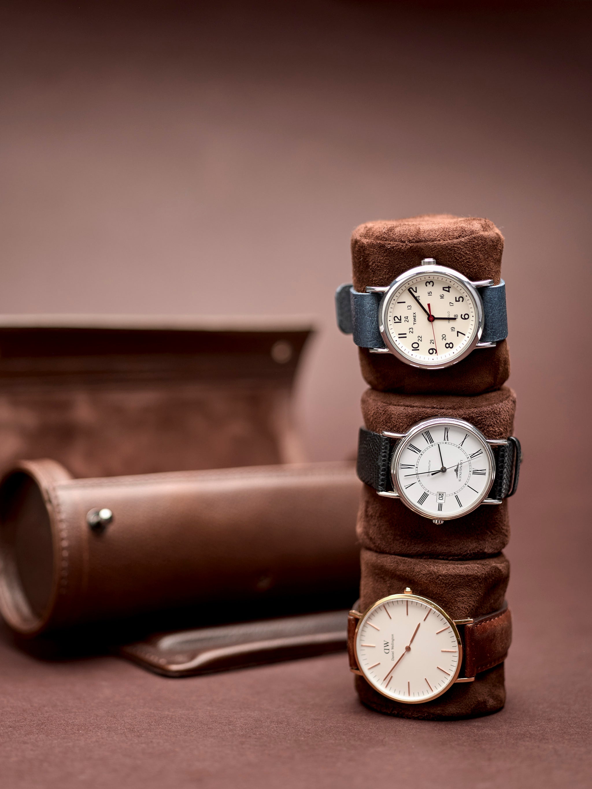 Travel Watch Case · Dark Brown by Capra Leather