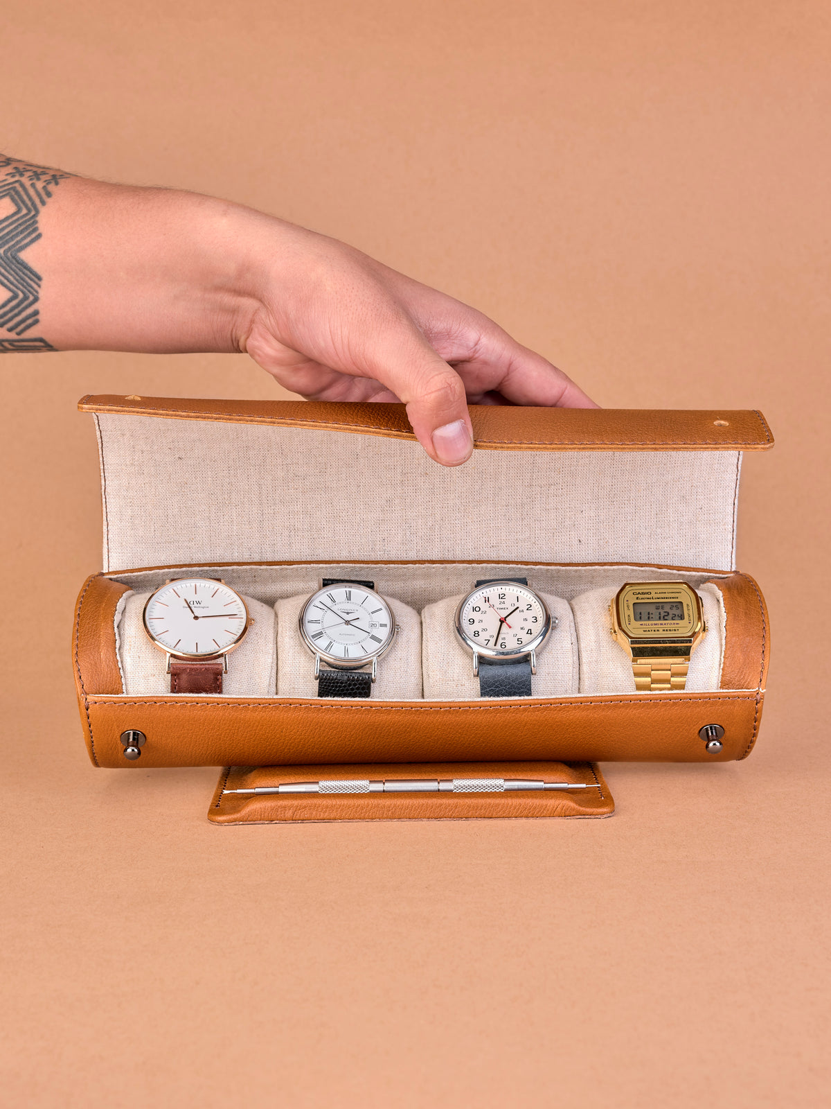 Casebudi watch travel case tan