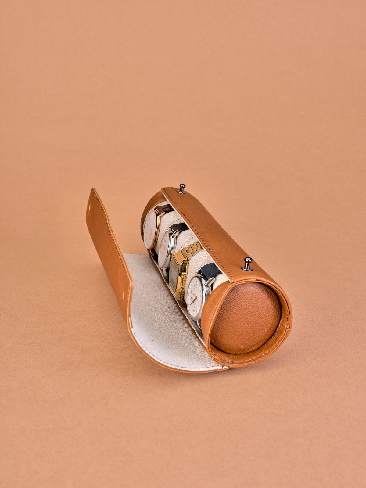 Mens watch holder tan by Capra Leather