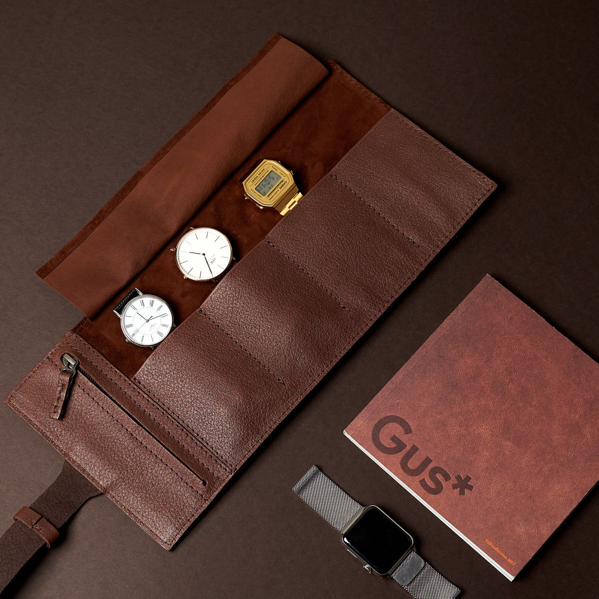 Longines watch. Watch pouch brown by Capra Leather