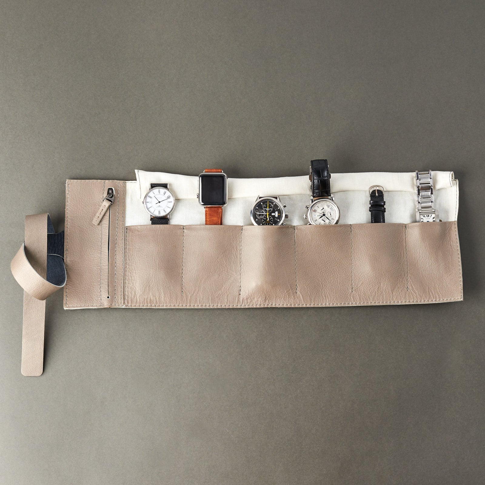 Omega watch case. Watch roll grey by Capra Leather