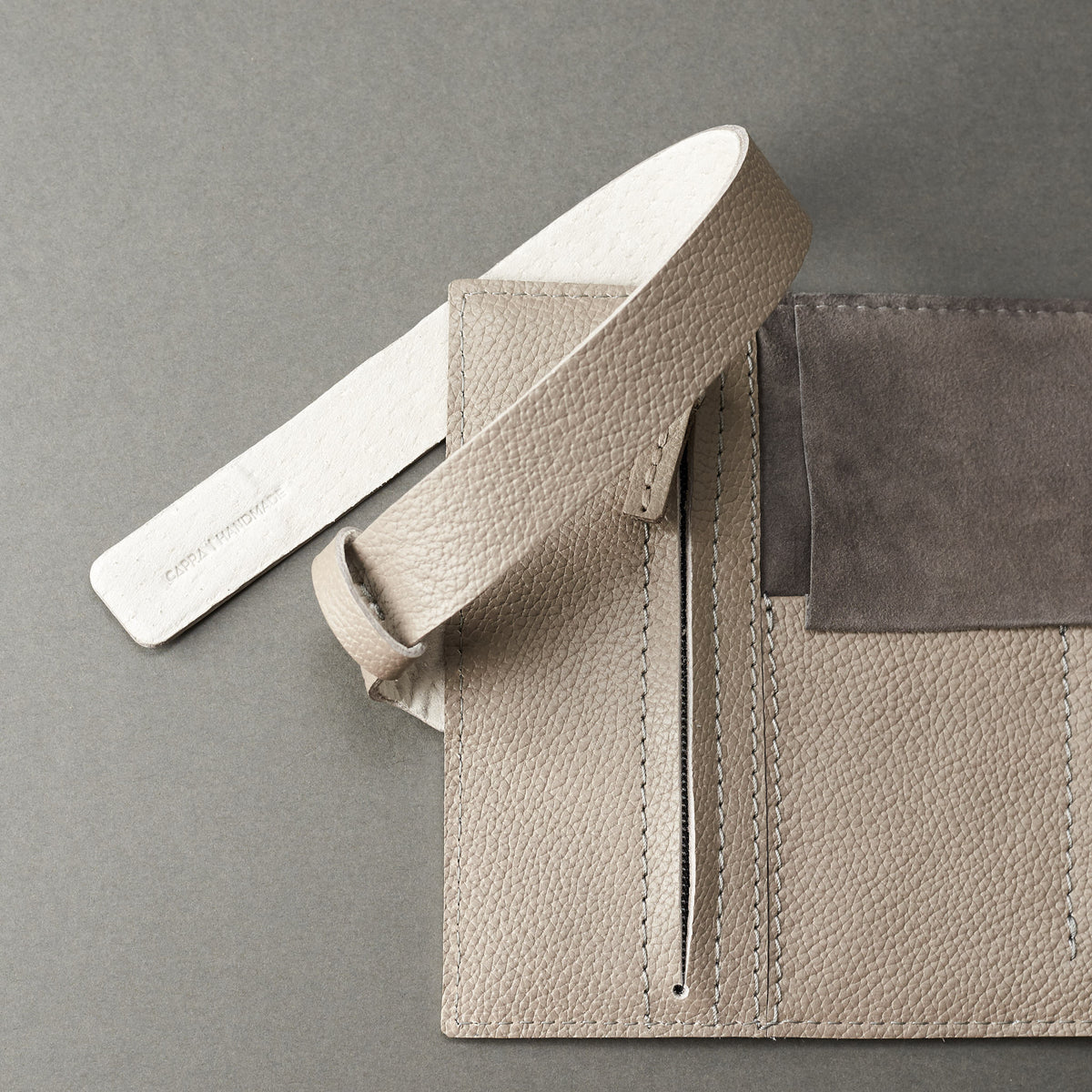 Leather watch rolls. Travel watch roll grey by Capra Leather