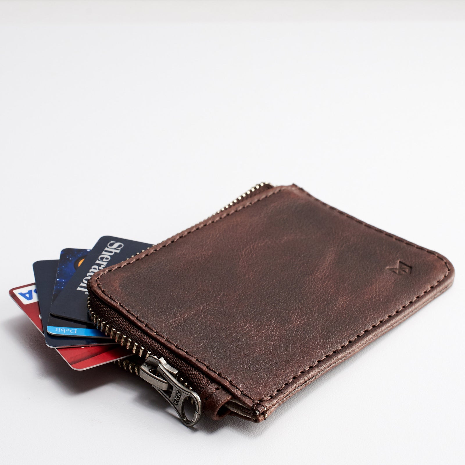 Zip Card Holder · Dark Brown