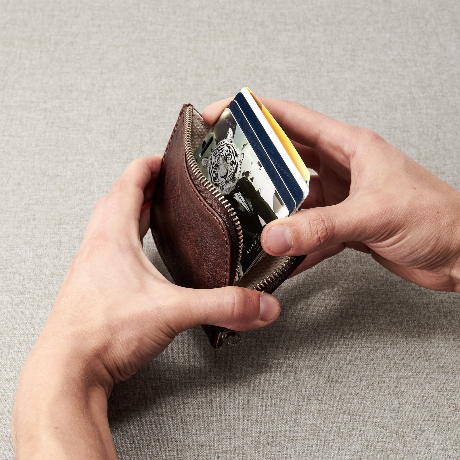 Zip Card Holder · Dark Brown