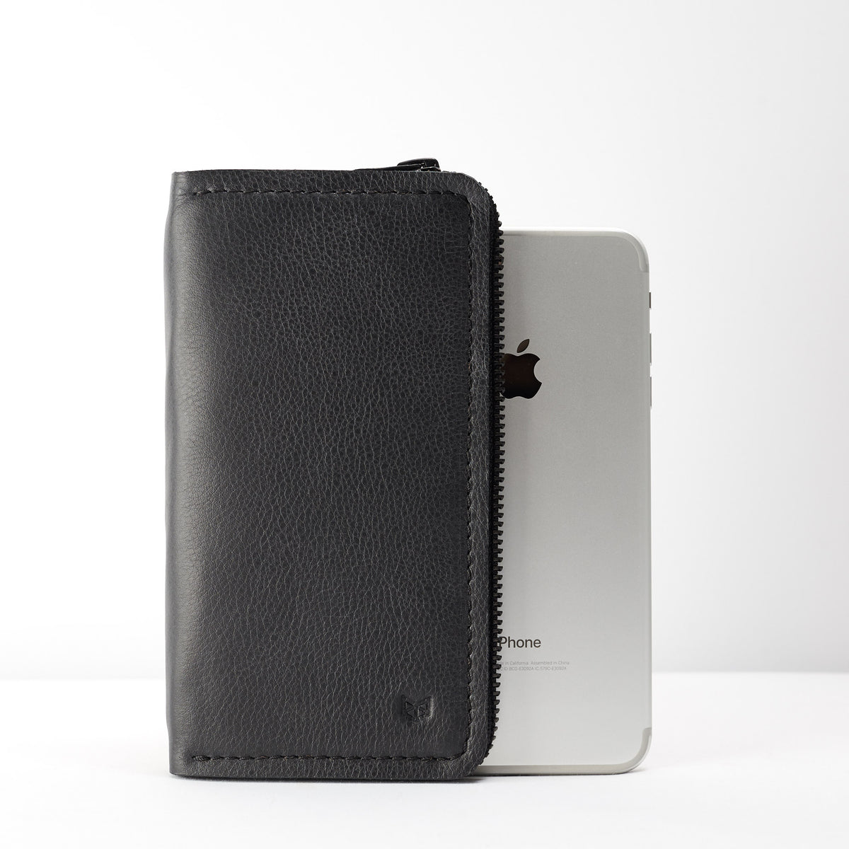 Black iPhone leather wallet stand case for mens gifts. iPhone x, iPhone 10, iPhone 8 plus leather stand sleeve