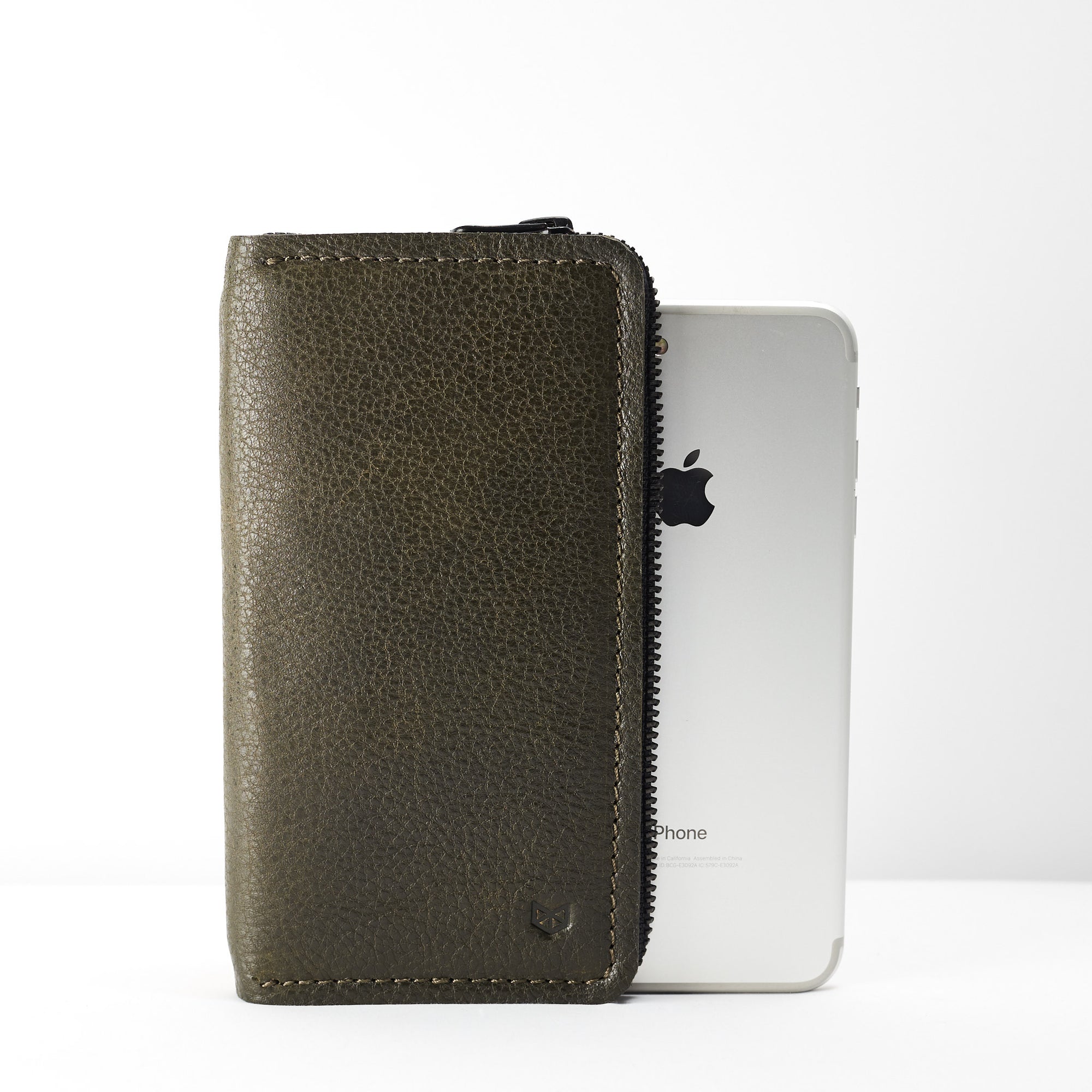 Green iPhone leather wallet stand case for mens gifts. iPhone x, iPhone 10, iPhone 8 plus leather stand sleeve