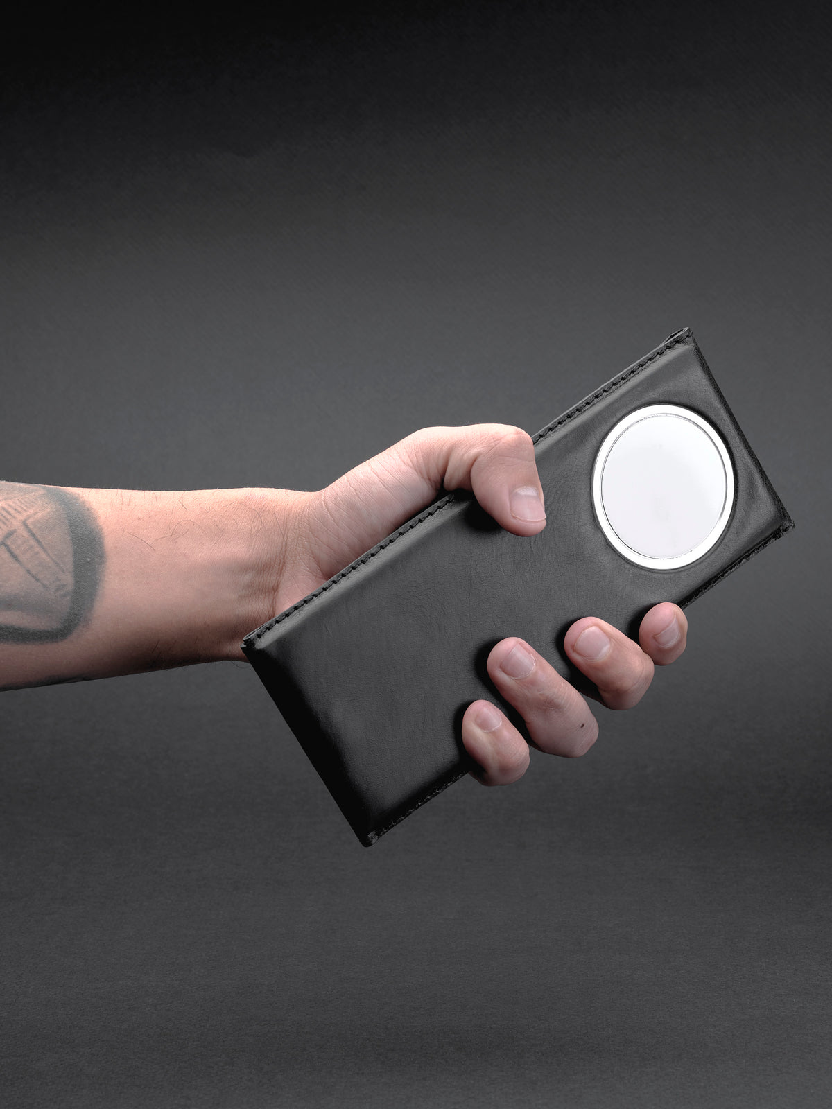 Easy to carry. MagSafe iPhone Holder Stand Black by Capra Leather