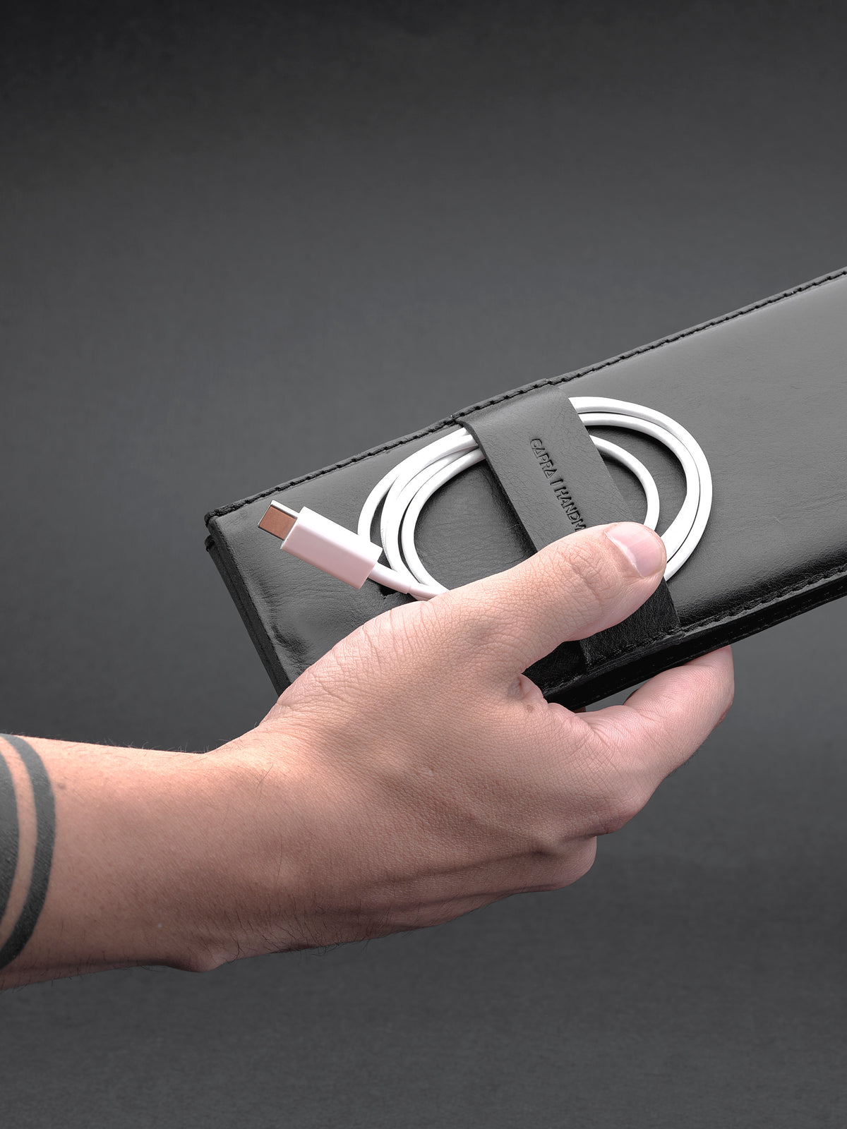 Foldable. MagSafe iPhone Holder Stand Black by Capra Leather