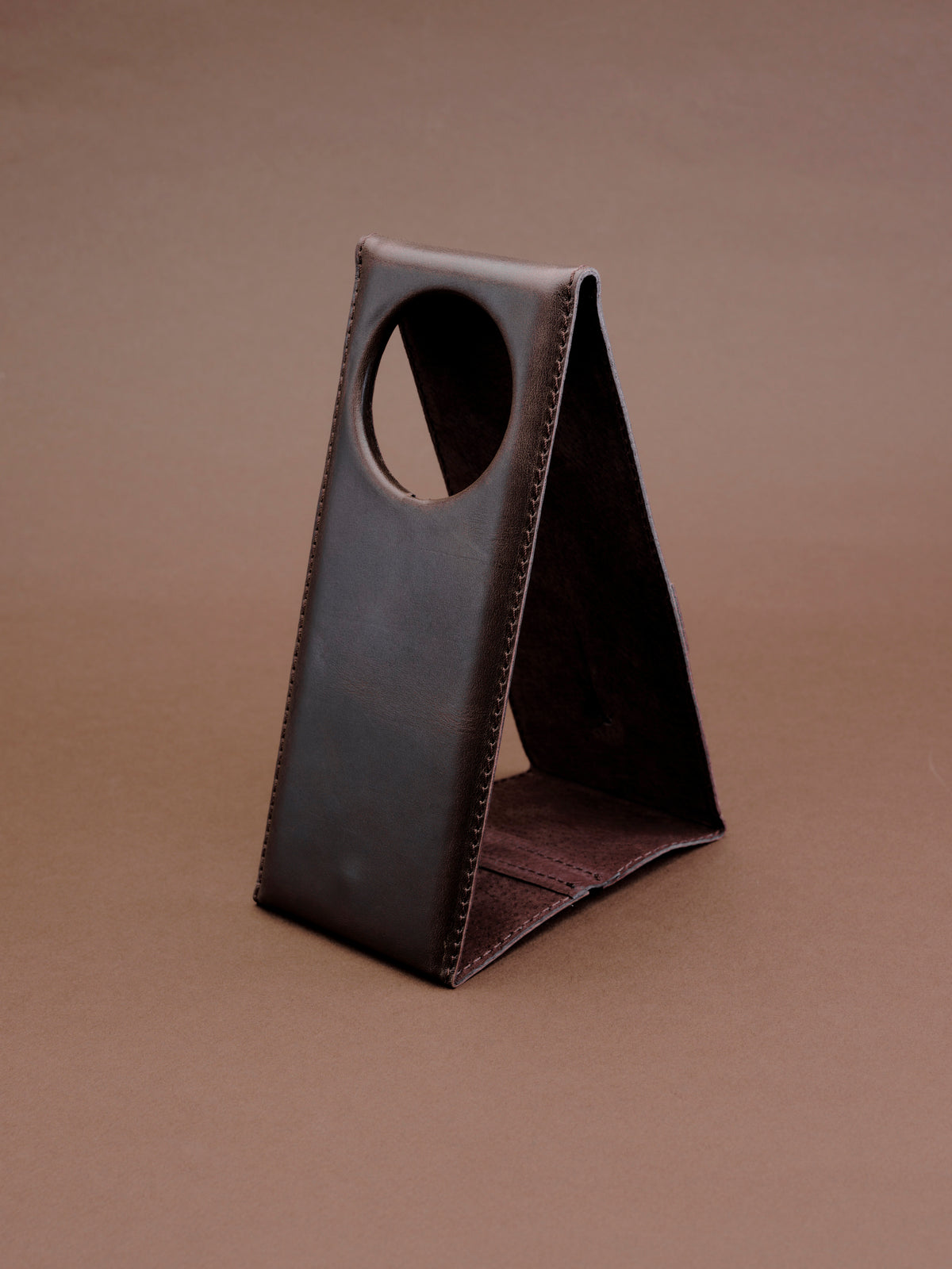 iPhone accessory. MagSafe iPhone Holder Stand Brown by Capra Leather