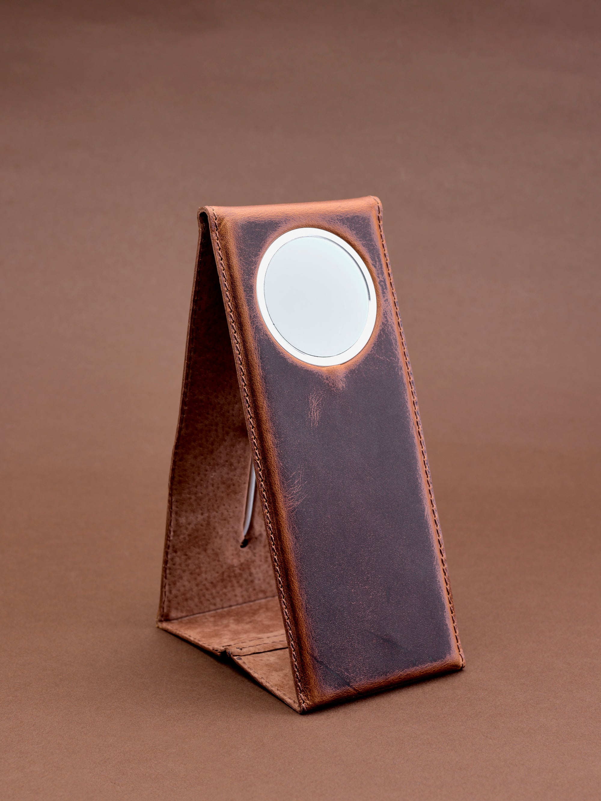 Charging stand. MagSafe iPhone Holder Stand Distressed Tan by Capra Leather